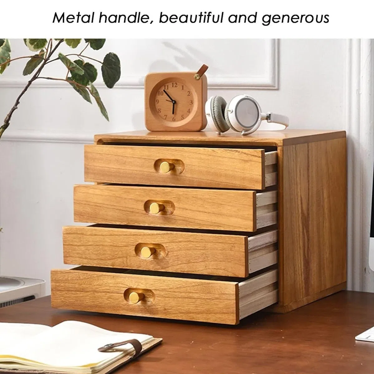 Organizador De Escritorio - Archivador Con Cajones De Madera, Estantería Multiusos Para Encimera, Para Libros, CD Y Revistas(3 layer)