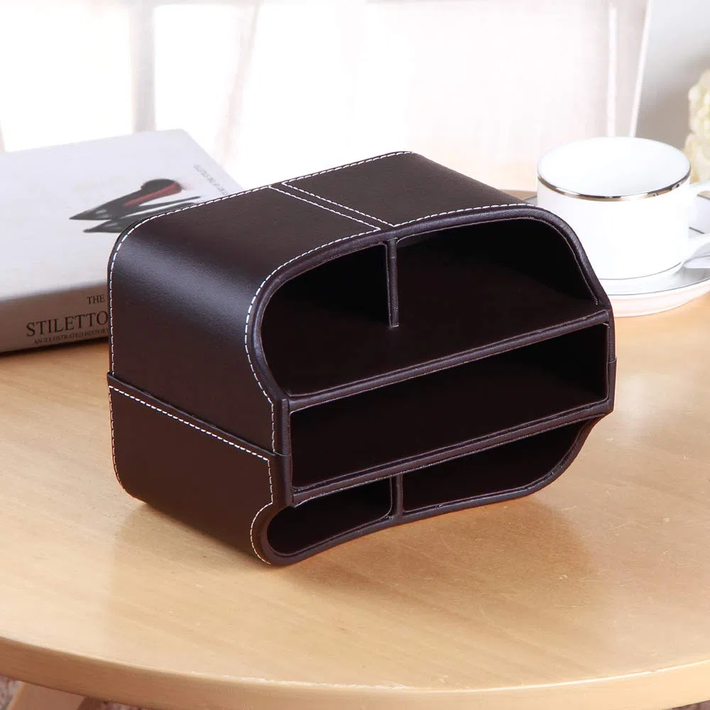 Soporte para mando a distancia de piel sintética con rotación de 360 grados, Multifunción organizador ,caja de almacenamiento para dispositivos multimedia, papelería, soporte de TV