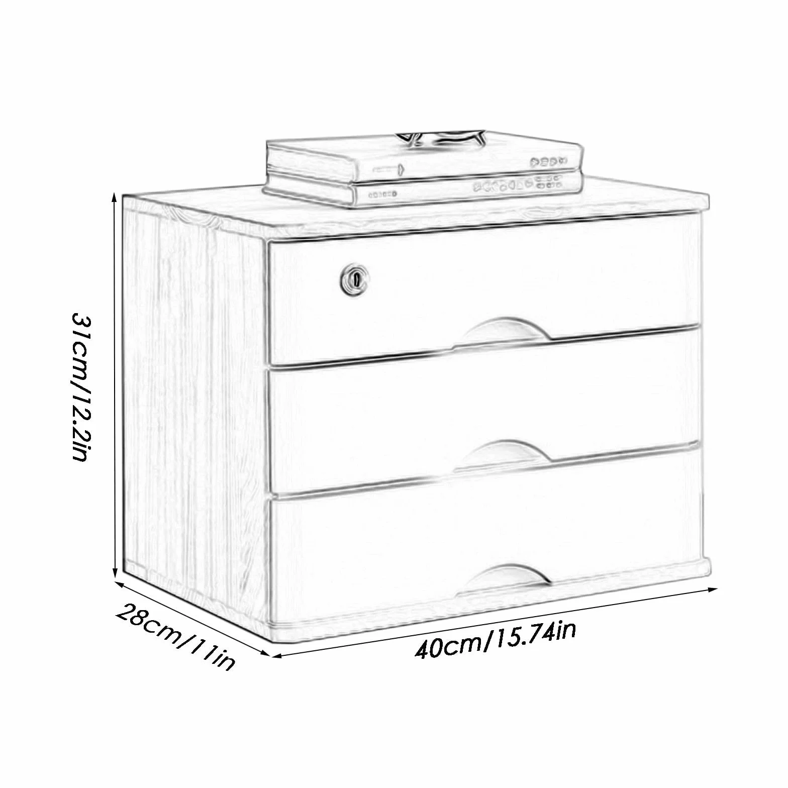 Este Organizador de Escritorio de Madera con cajones, Caja de Almacenamiento de artículos de Oficina y hogar, Armario de sobremesa, estantes de encimera para Maquillaje y Archivos.