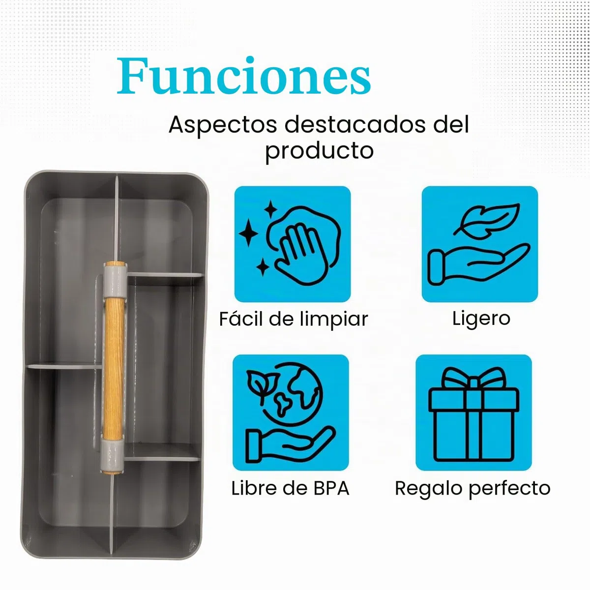 INTIRILIFE Organizador Caddy con asa en gris - 32x15.5x8 cm, Caja de transporte Cesta de almacenaje con 5 compartimentos para baño, habitación infantil, manualidades, escritorio, cosméticos