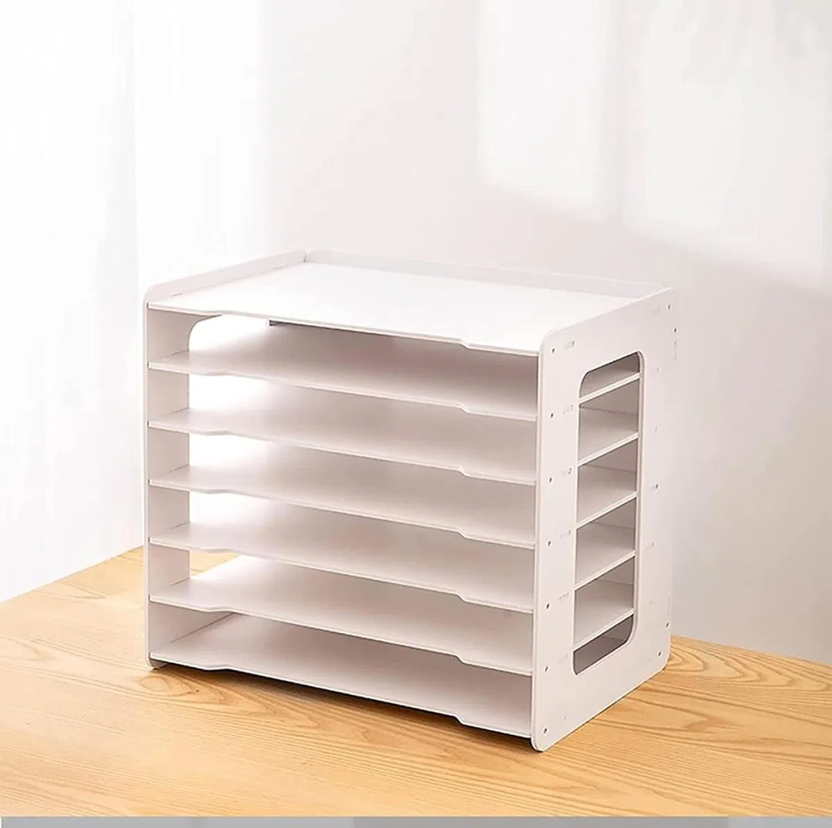 Unidad de almacenamiento de papel A3 extragrande, organizador versátil de escritorio de oficina y escuela, estante blanco y revistero para archivos, documentos y suministros de papelería