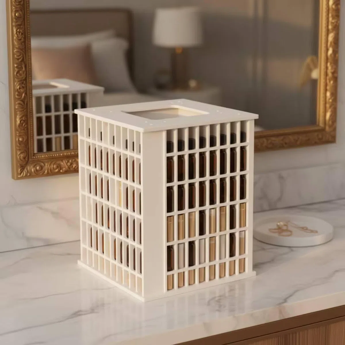KESOTO Organizador Giratorio de Escritorio con, Caja Cuadrada Giratoria Vertical con 240 Compartimentos