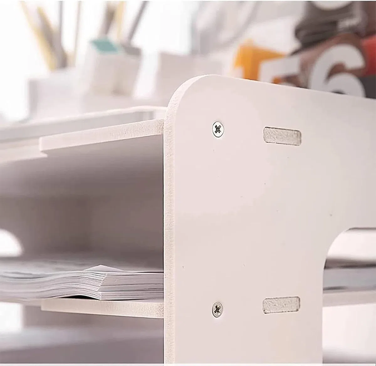 Unidad de almacenamiento de papel A3 extragrande, organizador versátil de escritorio de oficina y escuela, estante blanco y revistero para archivos, documentos y suministros de papelería