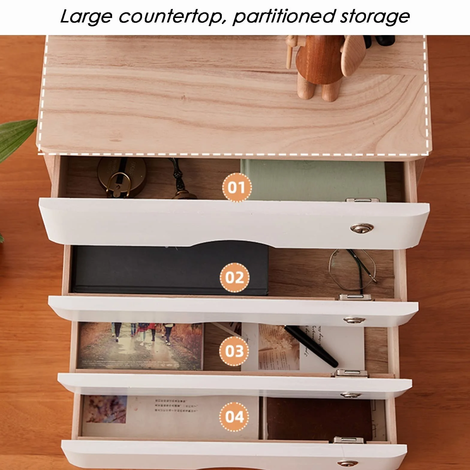 Caja de almacenamiento de madera maciza para escritorio, gabinete con cajones de escritorio, organizador de almacenamiento de suministros de oficina, archivador de madera/gabinete de almacenamiento de