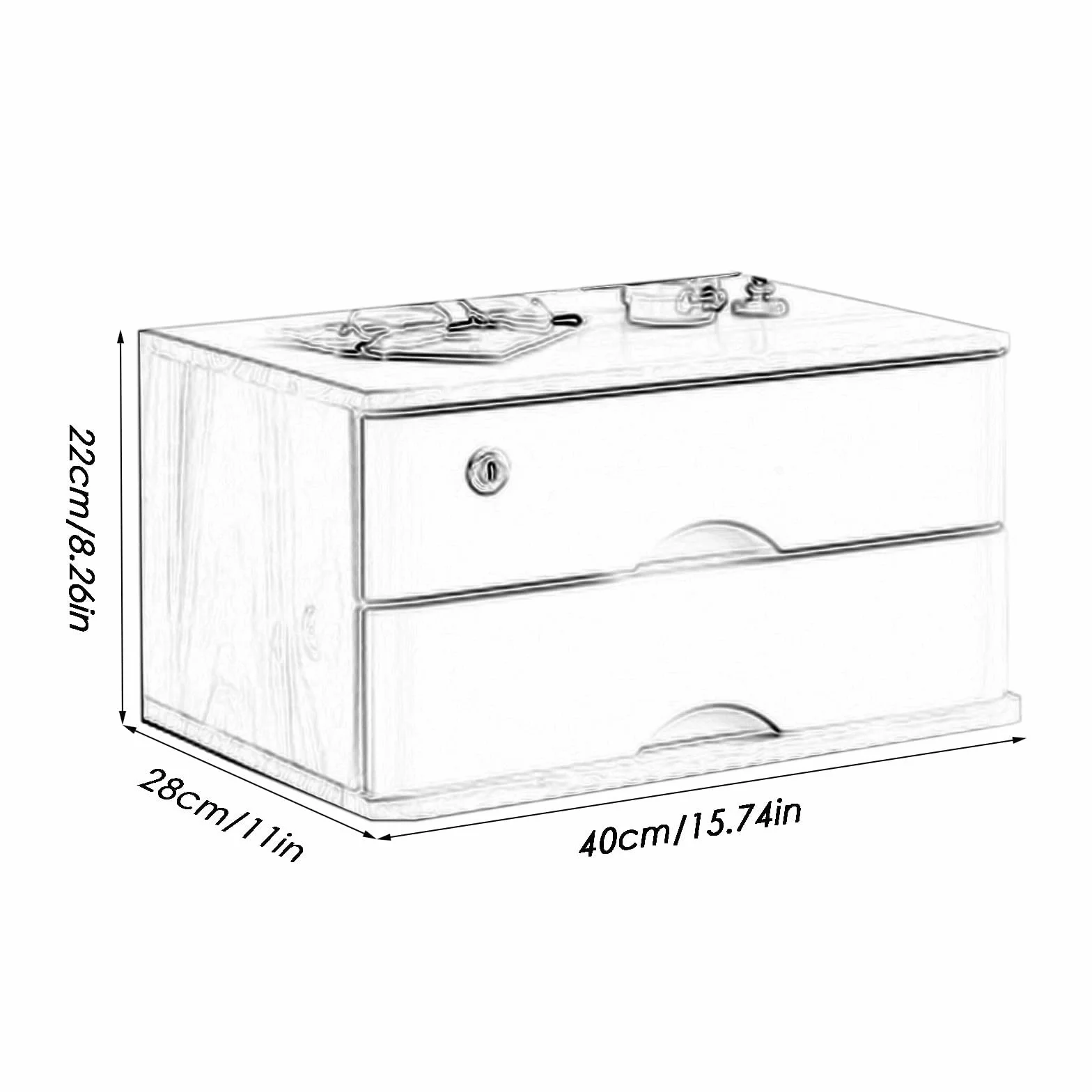 Caja de almacenamiento de madera maciza para escritorio, gabinete con cajones de escritorio, organizador de almacenamiento de suministros de oficina, archivador de madera/gabinete de almacenamiento de