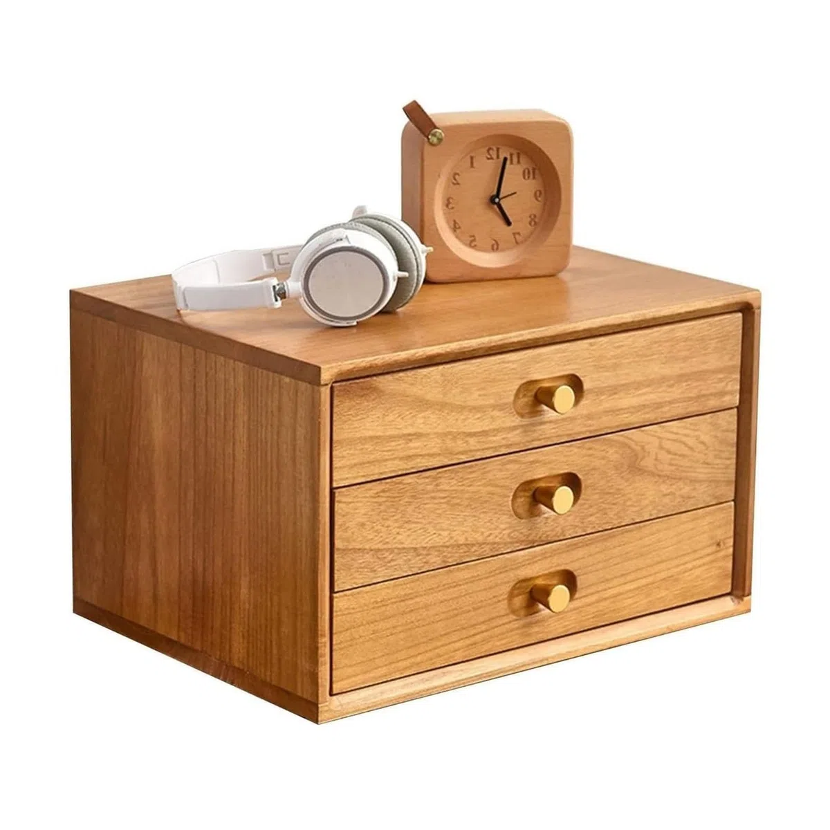 Organizador De Escritorio - Archivador Con Cajones De Madera, Estantería Multiusos Para Encimera, Para Libros, CD Y Revistas(3 layer)