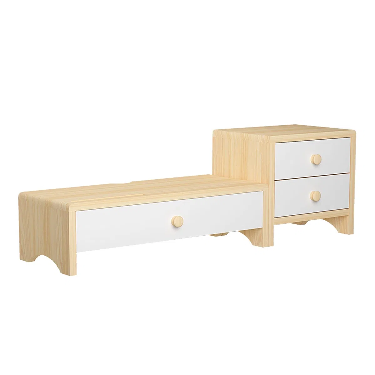 Caja de almacenaje Organizador de escritorio de almacenamiento de oficina de madera con 3 cajones de escritorio archivador para el hogar Artículos de arte de oficina Caja de almacenamiento plegable