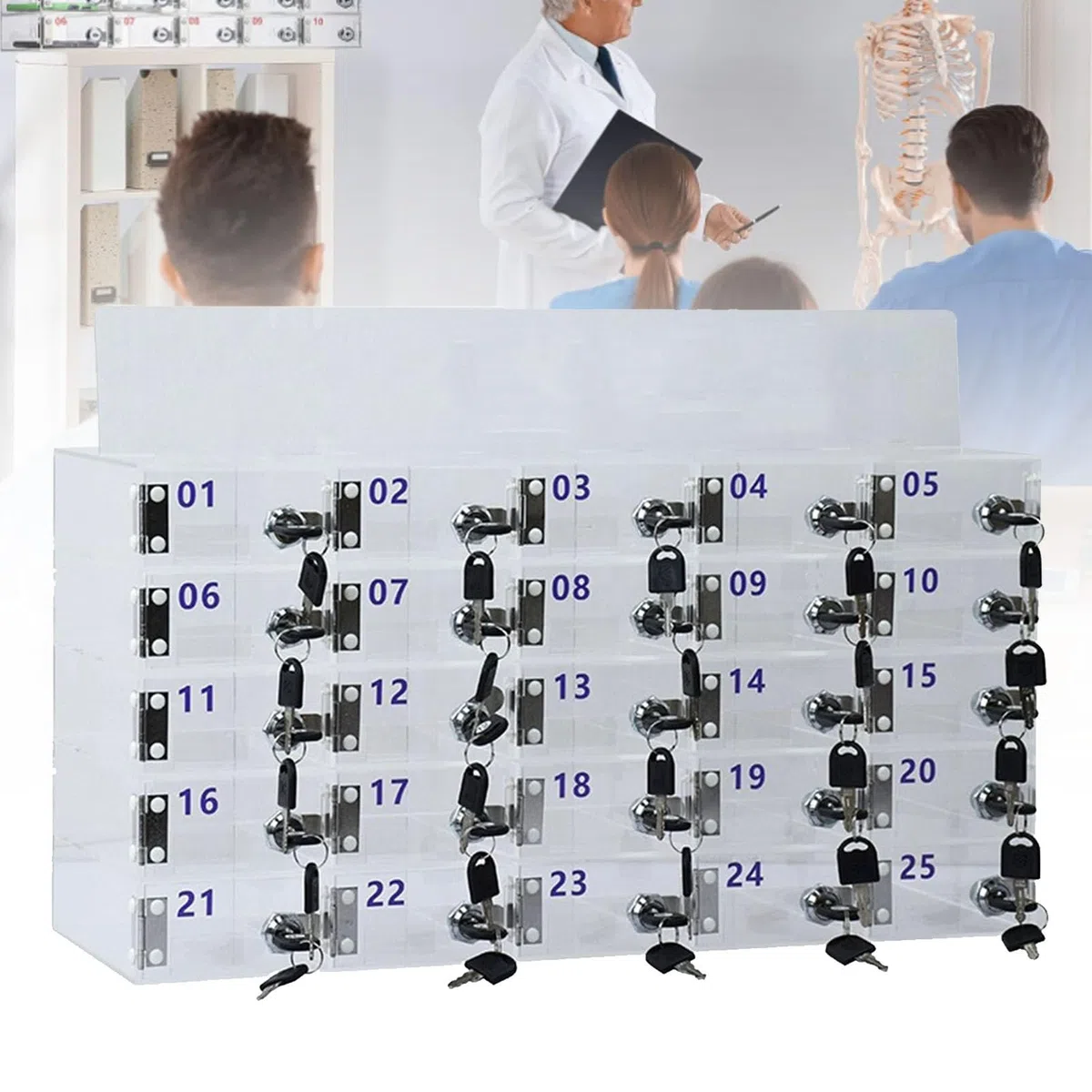 Cargador de teléfono Transparente, Caja de Seguridad para escuelas, Almacenamiento de Escritorio y Pared con cerraduras, Ideal para aulas y oficinas (60 Dispositivos)