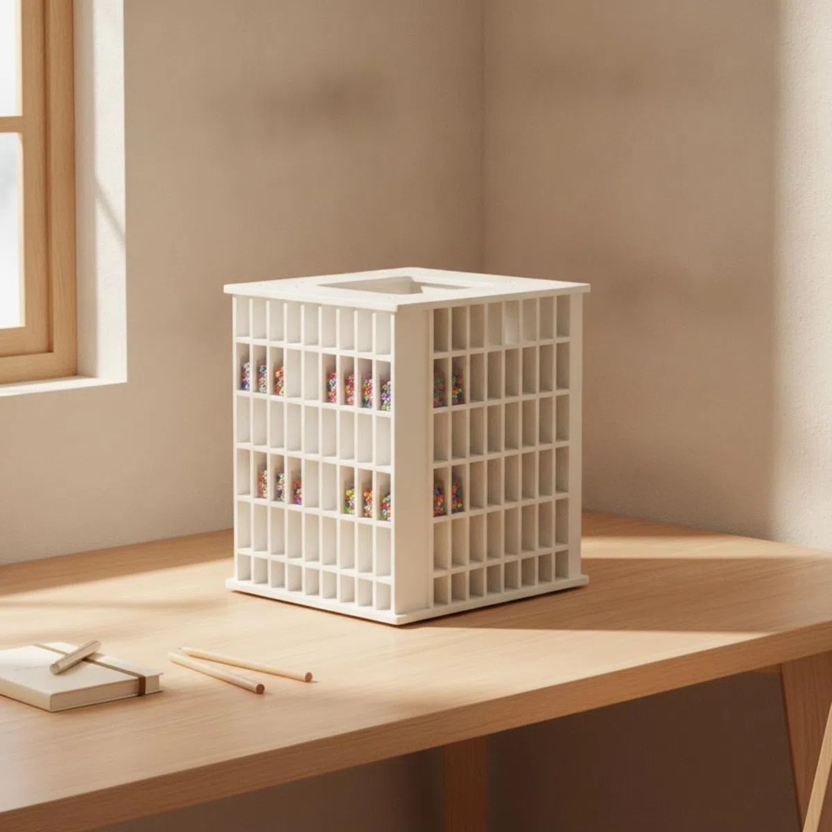 KESOTO Organizador Giratorio de Escritorio con, Caja Cuadrada Giratoria Vertical con 240 Compartimentos