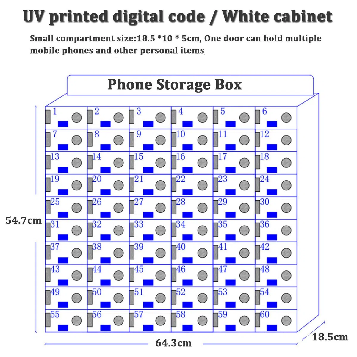 Cargador de teléfono Transparente, Caja de Seguridad para escuelas, Almacenamiento de Escritorio y Pared con cerraduras, Ideal para aulas y oficinas (60 Dispositivos)