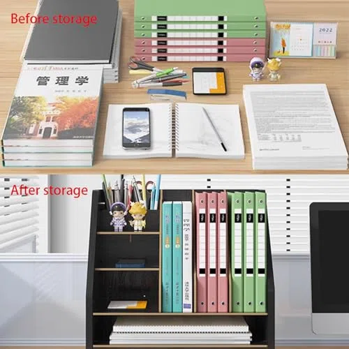 Organizador de escritorio de madera con cajones y compartimentos para papelería de oficina, documentos y solución de almacenamiento de archivos
