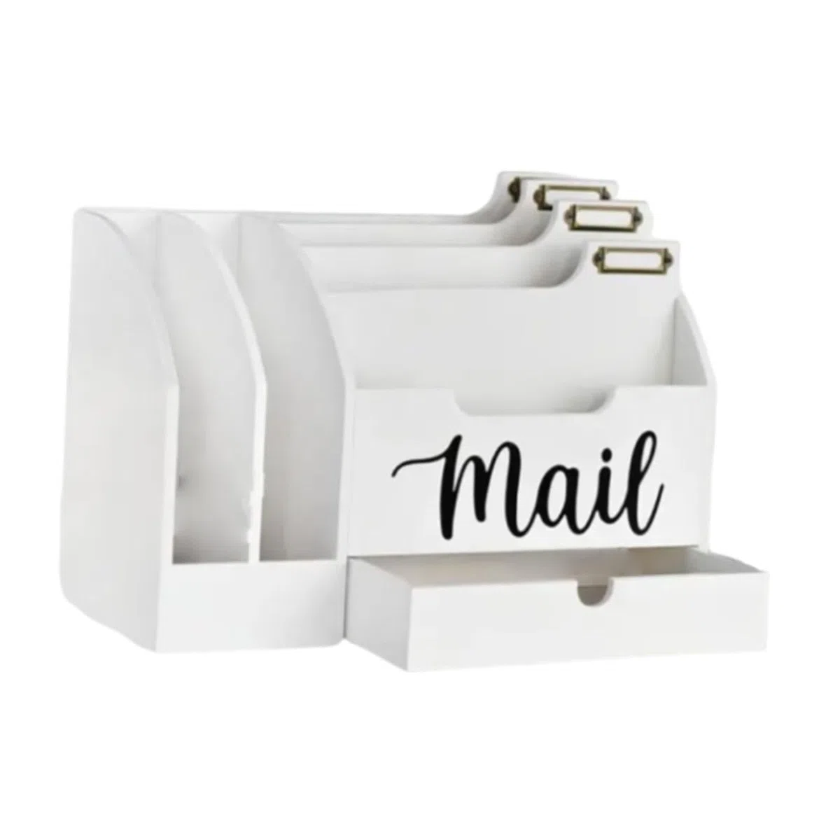 Organizador de de Escritorio con Múltiples Compartimentos, Soporte de Cartas de Madera, Cajón Clasificador de Archivos para Una Organización Ef, Blanco