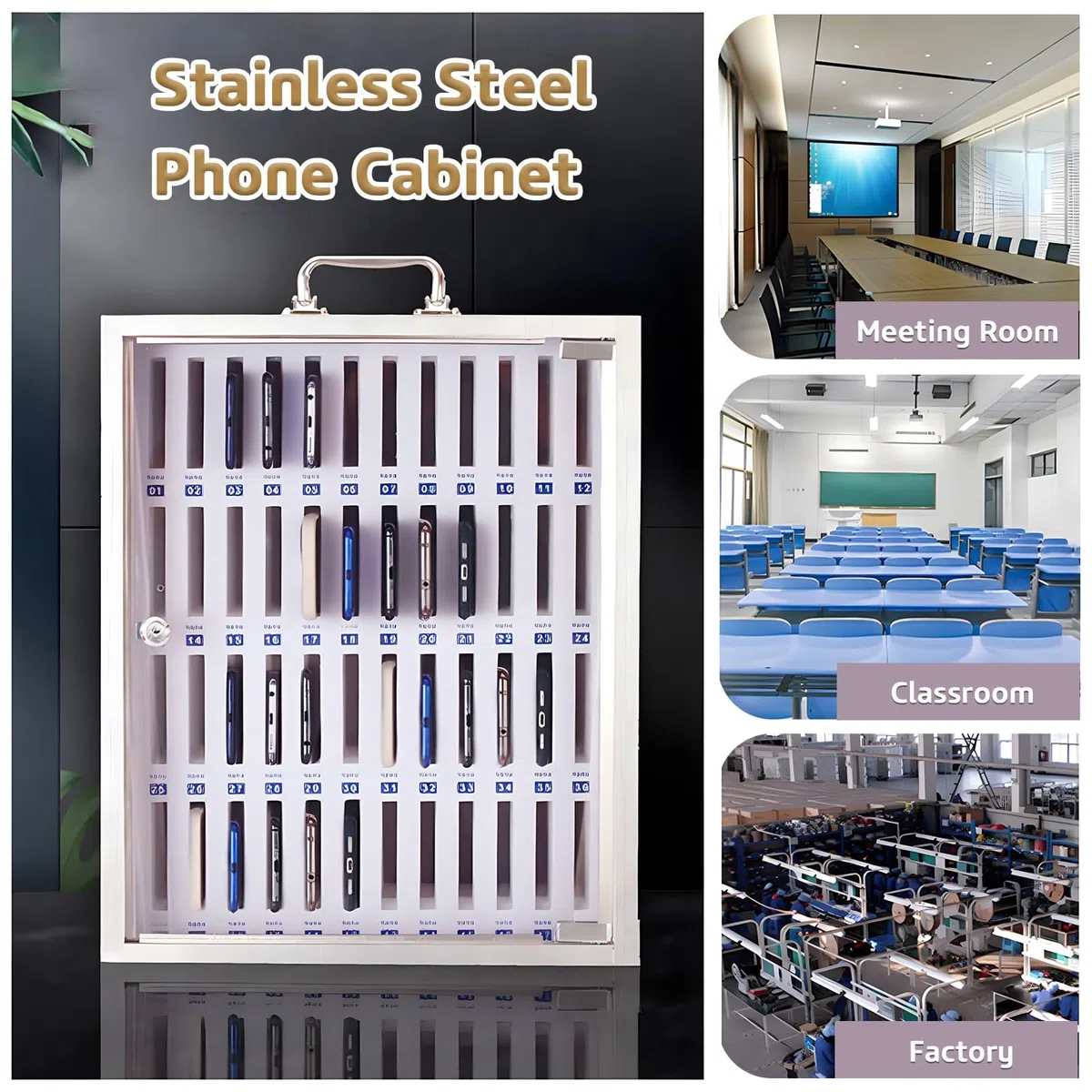 Caja metálica de Seguridad para teléfonos con 12 Ranuras, Armario de Almacenamiento de Pared, Soporte Seguro para teléfonos móviles, estantes para Oficina y Aula, Ideal para organizar y prot