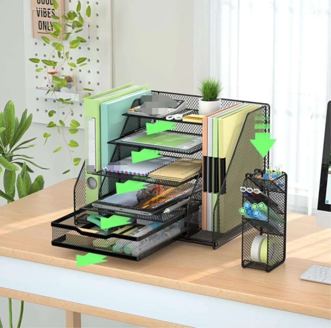 Organizador Escritorio Organizador De Archivos Escritorio 5 Niveles, Organizadores con Cajones Y Papel para Bolígrafos Oficina