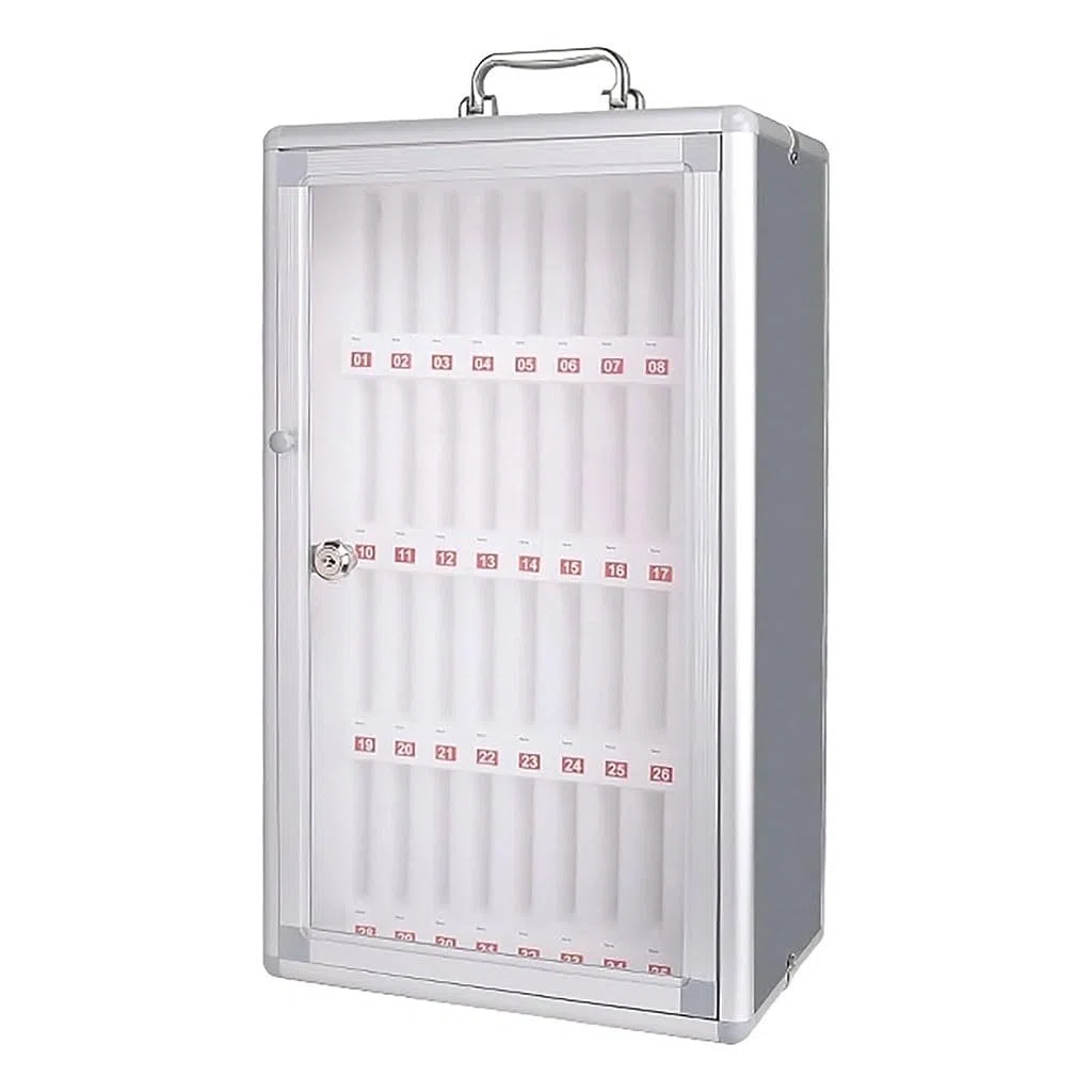 Caja de Almacenamiento para teléfono móvil con asa - Gabinete de 36 Ranuras para aulas, oficinas y conferencias - Ideal para exámenes y Uso Escolar - Organiza Tus Dispositivos de Forma efici