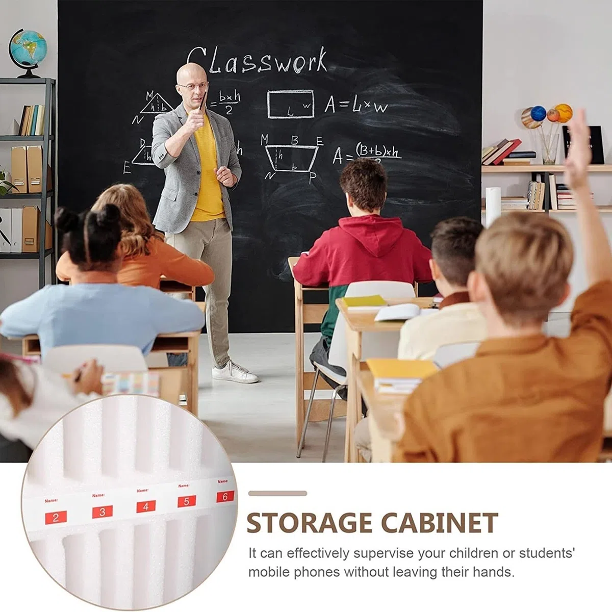 Caja de Almacenamiento para teléfono móvil con asa - Gabinete de 36 Ranuras para aulas, oficinas y conferencias - Ideal para exámenes y Uso Escolar - Organiza Tus Dispositivos de Forma efici