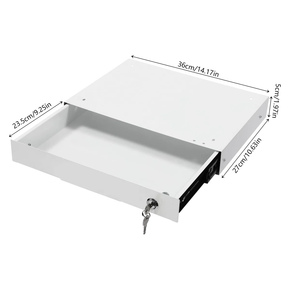 Organizador de Literatura con cajón bajo el Escritorio y Cerradura, 36,8 x 27,6 x 5 cm. Cajones extraíbles para Debajo del Escritorio. Organizador de Almacenamiento Deslizante con