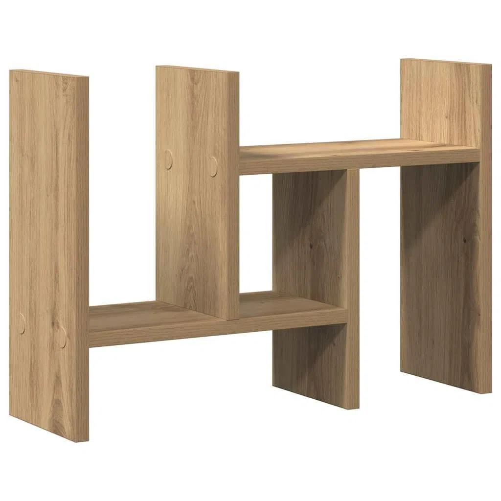 Organizador de escritorio de madera de roble Artisan, 50 x 15,5 x 35,5 cm, estante con compartimento, soporte para bolígrafo y cartas, orden para oficina, lugar de trabajo y oficina en casa