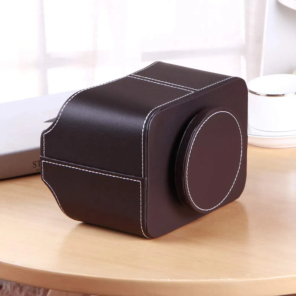 Soporte para mando a distancia de piel sintética con rotación de 360 grados, Multifunción organizador ,caja de almacenamiento para dispositivos multimedia, papelería, soporte de TV