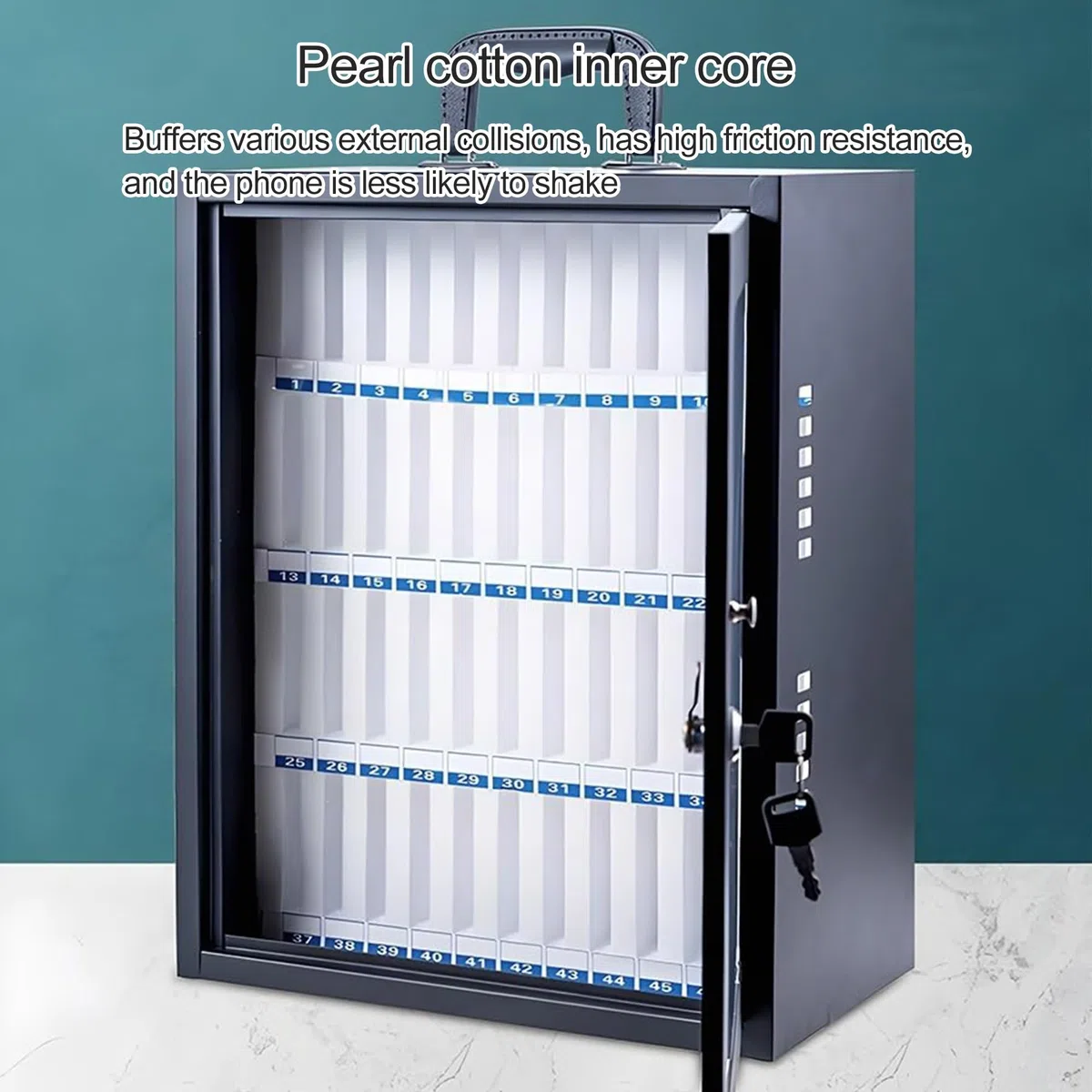 Casillero de Acero Inoxidable para teléfonos móviles, montado en la Pared, para aulas. Caja de Almacenamiento con 36 Ranuras. Soporte Duradero para teléfonos móviles. Solución Segura y Organ