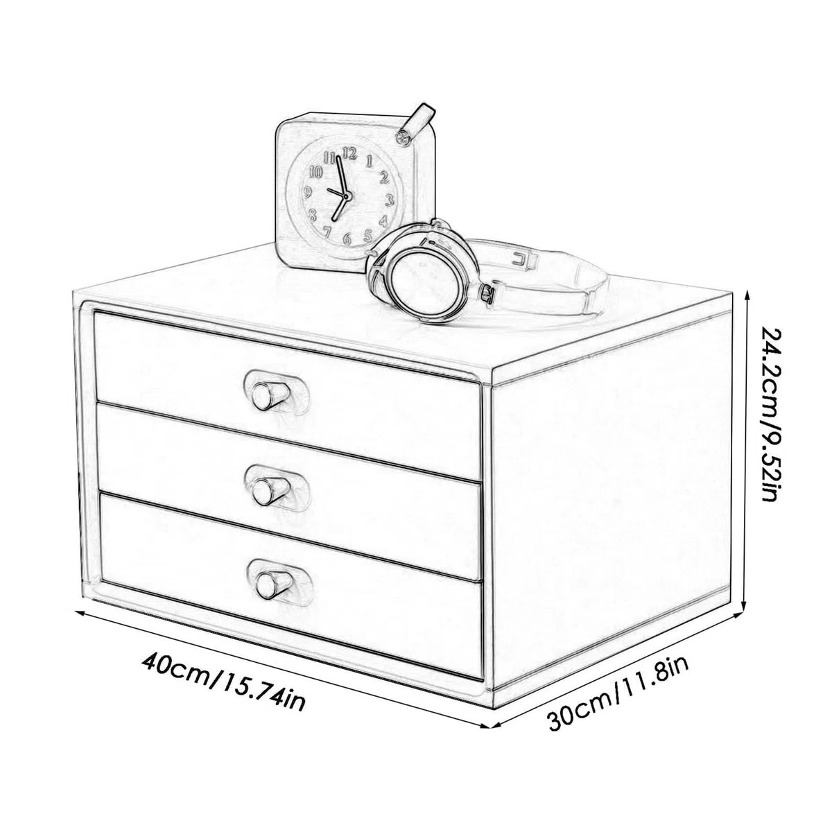 Organizador De Escritorio - Archivador Con Cajones De Madera, Estantería Multiusos Para Encimera, Para Libros, CD Y Revistas(3 layer)